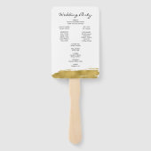 Modern Faux Gold Brushstroke Wedding Programme Fan Handwaaier (Achterkant)