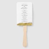 Modern Faux Gold Brushstroke Wedding Programme Fan Handwaaier (Voorkant)