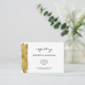 Modern Faux Gold Brushstroke Wedding Registry Card Informatiekaartje (Staand voorkant)