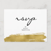Modern Faux Gold Brushstroke Wedding RSVP Briefkaa Uitnodiging Briefkaart (Voorkant)