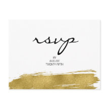 Modern Faux Gold Brushstroke Wedding RSVP Briefkaa