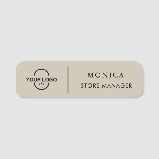 Modern Faux Gold Business Logo Naam Tag (Voorkant)