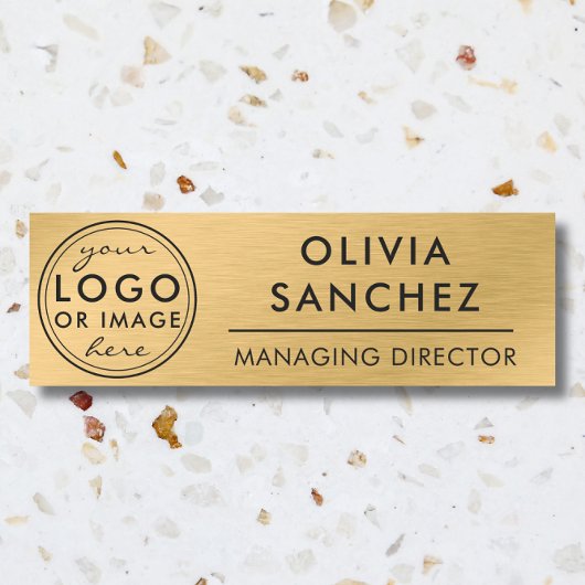 Modern Faux Gold Business Logo Naam Tag