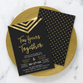 Modern Faux Gold Chevron 10de Jubileum Partij Kaart
