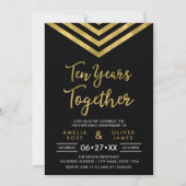 Modern Faux Gold Chevron 10de Jubileum Partij Kaart (Voorkant)