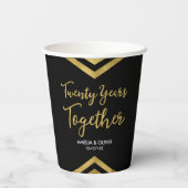 Modern Faux Gold Chevron 20e Jubileum Party Papieren Bekers (Achterkant)