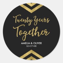 Modern Faux Gold Chevron 20e Jubileum Party