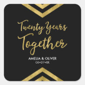 Modern Faux Gold Chevron 20e Jubileum Party Vierkante Sticker (Voorkant)