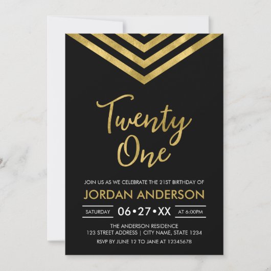 Modern Faux Gold Chevron 21ste verjaardag Kaart (Voorkant)
