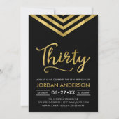 Modern Faux Gold Chevron 30th Birthday Party Kaart (Voorkant)