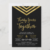 Modern Faux Gold Chevron 30th Jubileum Party Kaart (Voorkant)
