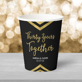 Modern Faux Gold Chevron 30th Jubileum Party Papieren Bekers