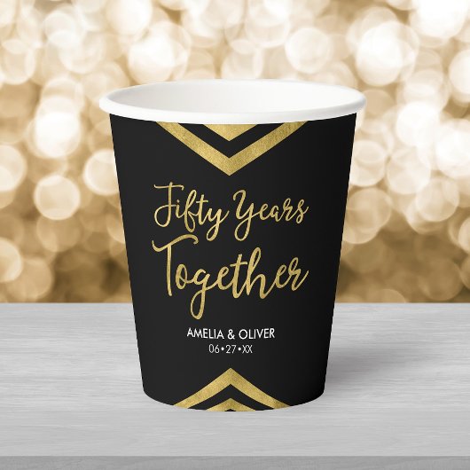 Modern Faux Gold Chevron 50e Jubileum Party Papieren Bekers