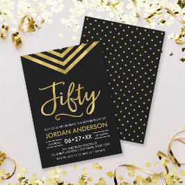 Modern Faux Gold Chevron 50th Birthday Party Kaart