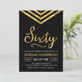 Modern Faux Gold Chevron 60th Birthday Party Kaart (Staand voorkant)