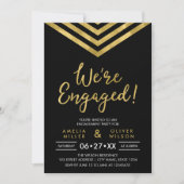 Modern Faux Gold Chevron Engagement Party Kaart (Voorkant)