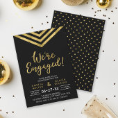 Modern Faux Gold Chevron Engagement Party Kaart