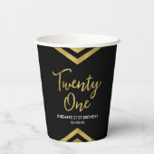 Modern Faux Gold Chevron Geometric 21st Birthday Papieren Bekers (Achterkant)