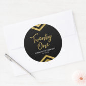 Modern Faux Gold Chevron Geometric 21st Birthday Ronde Sticker (Envelop)