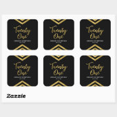 Modern Faux Gold Chevron Geometric 21st Birthday Vierkante Sticker (Vel)