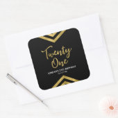 Modern Faux Gold Chevron Geometric 21st Birthday Vierkante Sticker (Envelop)