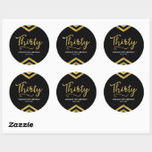Modern Faux Gold Chevron Geometric 30th Birthday Ronde Sticker (Vel)