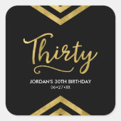 Modern Faux Gold Chevron Geometric 30th Birthday Vierkante Sticker (Voorkant)