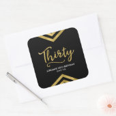 Modern Faux Gold Chevron Geometric 30th Birthday Vierkante Sticker (Envelop)