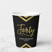Modern Faux Gold Chevron Geometric 40th Birthday Papieren Bekers (Achterkant)