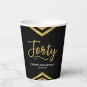 Modern Faux Gold Chevron Geometric 40th Birthday Papieren Bekers (Voorkant)