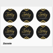 Modern Faux Gold Chevron Geometric 40th Birthday Ronde Sticker (Vel)