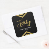 Modern Faux Gold Chevron Geometric 40th Birthday Vierkante Sticker (Envelop)