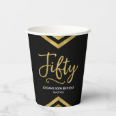 Modern Faux Gold Chevron Geometric 50th Birthday Papieren Bekers (Achterkant)