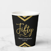 Modern Faux Gold Chevron Geometric 50th Birthday Papieren Bekers (Voorkant)