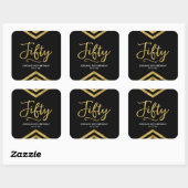 Modern Faux Gold Chevron Geometric 50th Birthday Vierkante Sticker (Vel)