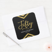 Modern Faux Gold Chevron Geometric 50th Birthday Vierkante Sticker (Envelop)