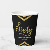 Modern Faux Gold Chevron Geometric 60th Birthday Papieren Bekers (Voorkant)