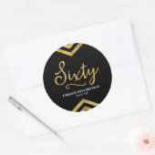 Modern Faux Gold Chevron Geometric 60th Birthday Ronde Sticker (Envelop)