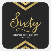 Modern Faux Gold Chevron Geometric 60th Birthday Vierkante Sticker (Voorkant)