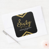 Modern Faux Gold Chevron Geometric 60th Birthday Vierkante Sticker (Envelop)