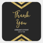 Modern Faux Gold Chevron Geometric Bedankt Vierkante Sticker (Voorkant)