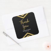 Modern Faux Gold Chevron Geometric Bedankt Vierkante Sticker (Envelop)