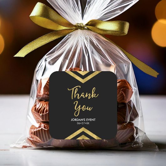 Modern Faux Gold Chevron Geometric Bedankt Vierkante Sticker