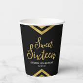 Modern Faux Gold Chevron Geometric Sweet 16 Papieren Bekers (Achterkant)