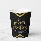 Modern Faux Gold Chevron Geometric Sweet 16 Papieren Bekers (Voorkant)