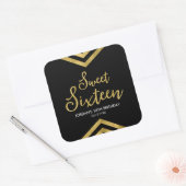 Modern Faux Gold Chevron Geometric Sweet 16 Vierkante Sticker (Envelop)