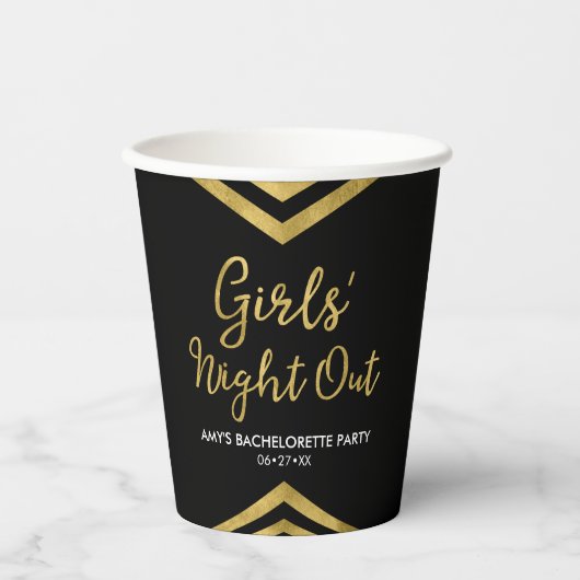 Modern Faux Gold Chevron Girls - nacht uit Papieren Bekers (Voorkant)