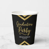 Modern Faux Gold Chevron Graduation Party Papieren Bekers (Achterkant)