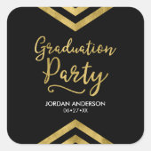 Modern Faux Gold Chevron Graduation Party Vierkante Sticker (Voorkant)