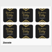 Modern Faux Gold Chevron Graduation Party Vierkante Sticker (Vel)